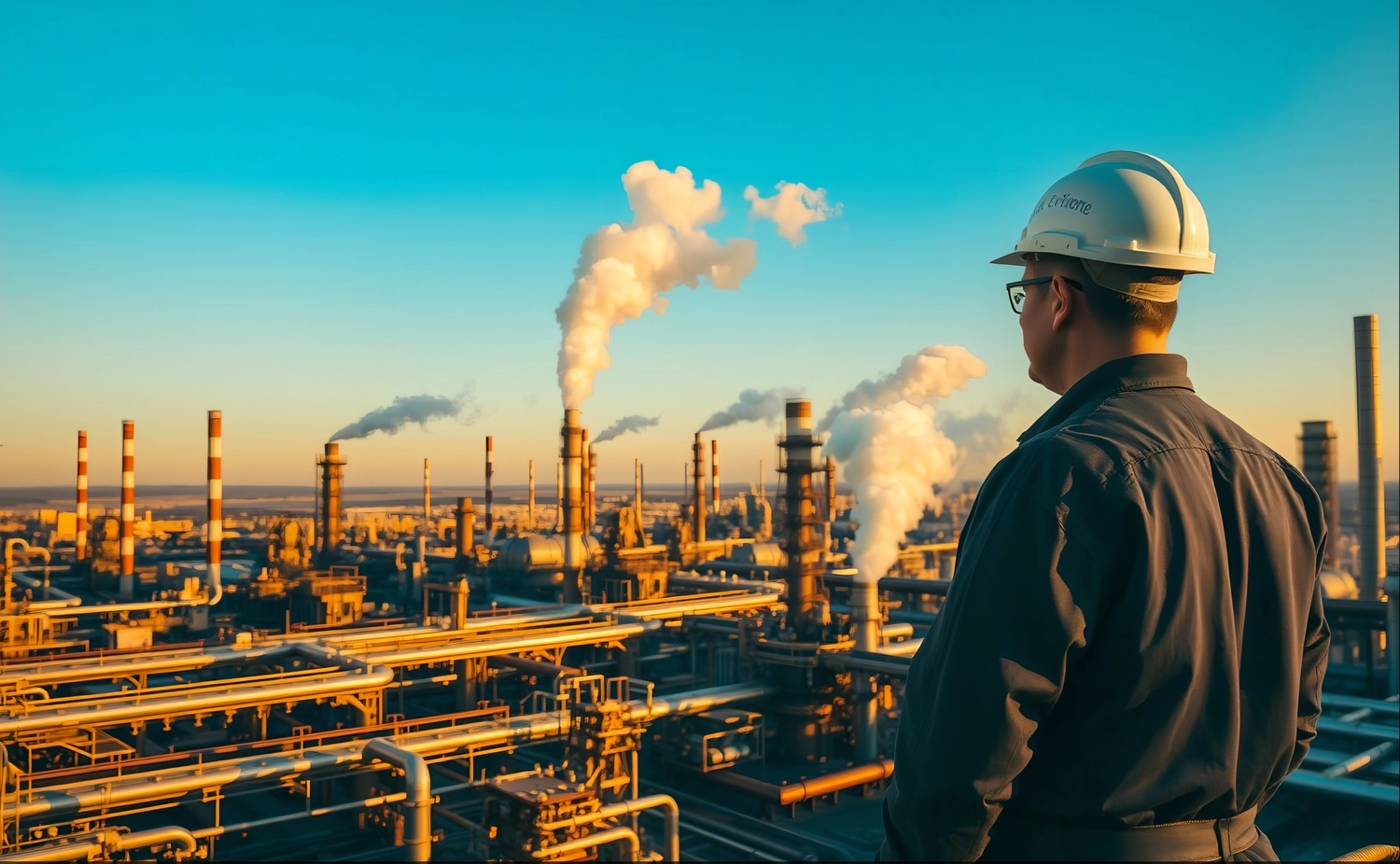 MS Management – ​​Management – ​​Ingenieur (von hinten) arbeitet in einem Kraftwerk.